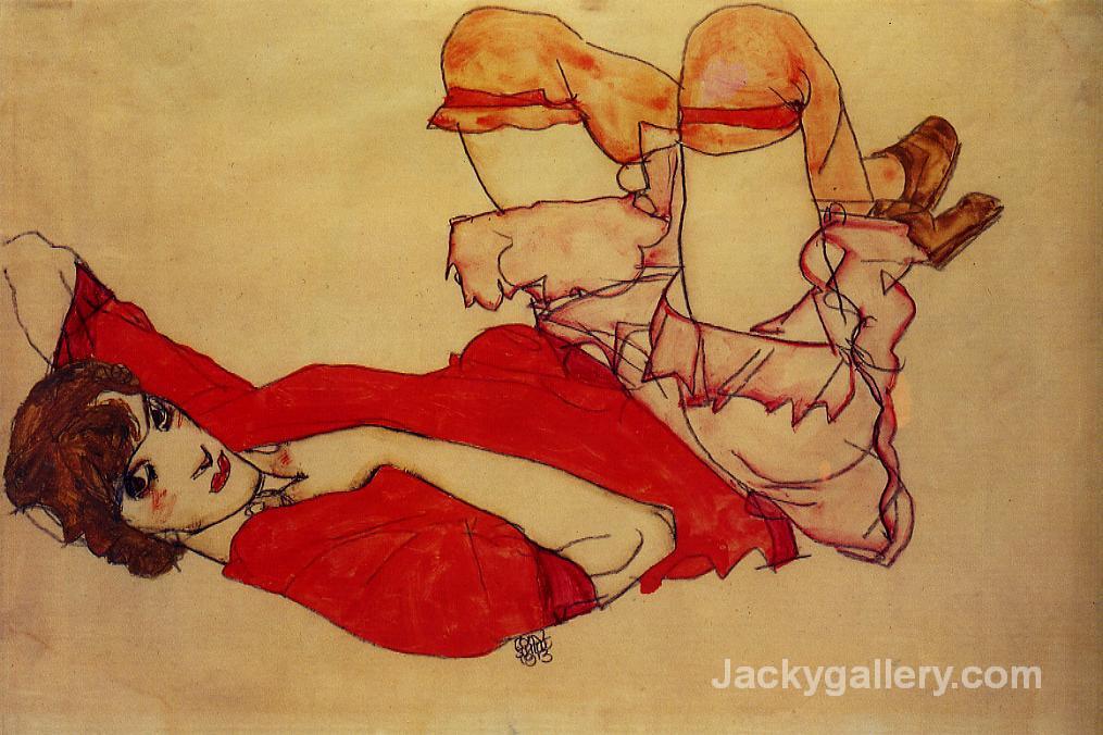 Wally with a Red Blouse by Egon Schiele paintings reproduction